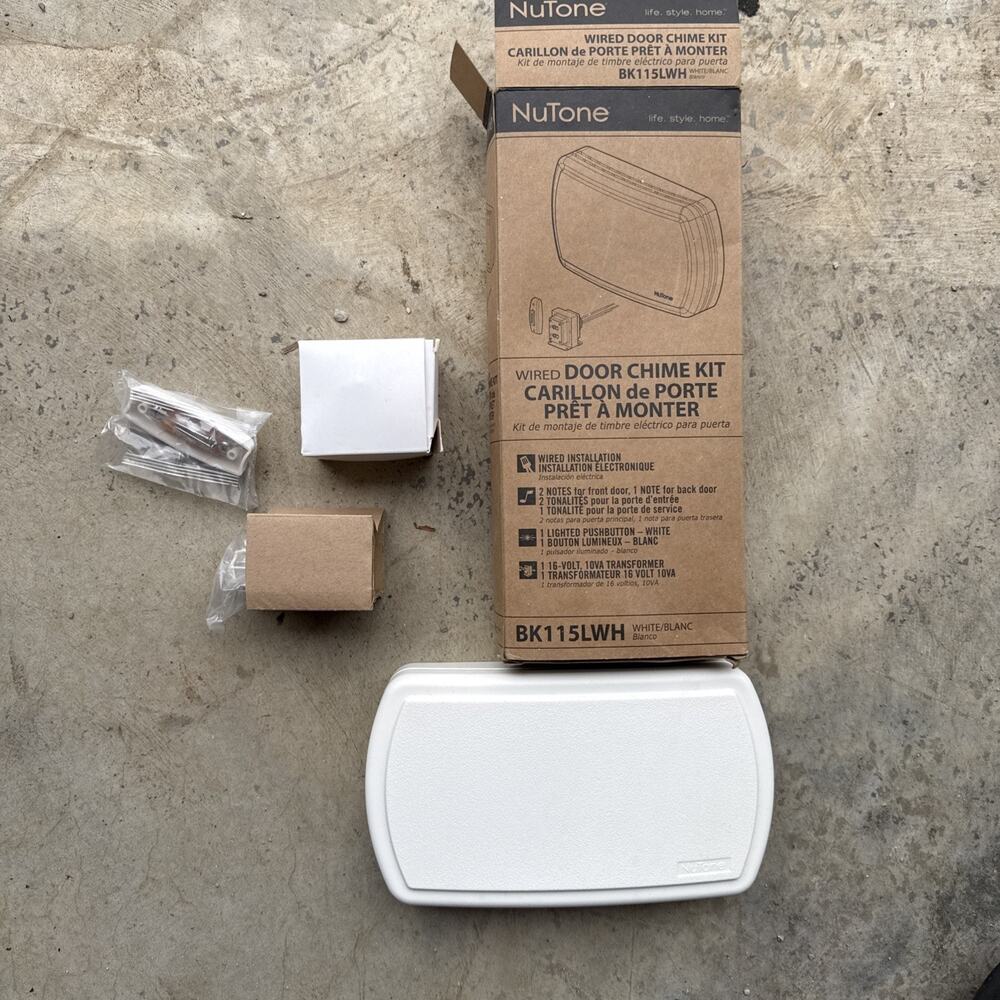 NUTONE WIRED DOOR CHIME KIT IN WHITE #: BK115LWH